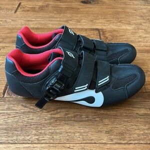 Peloton Cycling Shoes Black White Red Size 41 / US Mens Size 8